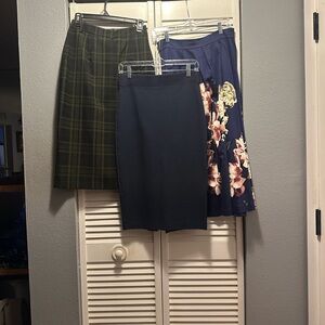 Elegant Women's Skirt Collection - Green Plaid, Navy, Floral